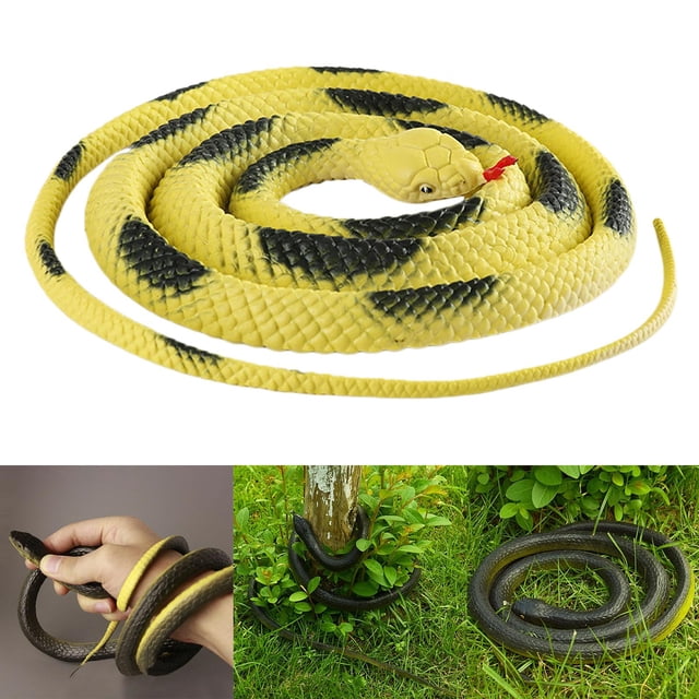 120cm simulación de goma serpiente juguete mordaza para adultos niños decoración de Halloween - Amarillo Yotijar Serpiente de simulación