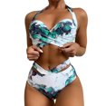 thumbnail image 2 of Aloohaidyvio Twist Cross Bikini for Women High Waisted Bikini Sets Tummy Control Ruched 2 Piece Bathing Suit,Swimsuit for Women 2024 L, 2 of 5