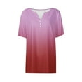 thumbnail image 3 of Wo-Fusoul Women's Ombre V-Neck Short Sleeve Top, Casual Fashion Daily Wear, 3 of 5
