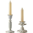 thumbnail image 6 of SOFE Vintage Rustic Antique Distressed White Gold Resin Taper Candlestick Holders, Set of 2, 6 of 7