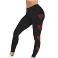 thumbnail image 5 of Feancey Sale of The Day Womens Leggings Tummy Control Dressy Casual Heart Print Workout Tights Valentines Day Stretchy High Waist Sports Yoga Pants Black M, 5 of 7