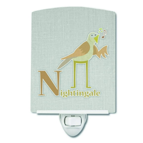 Caroline's Treasures BB5739CNL Alphabet N for Nightingale Ceramic Night Light, 6x4x3", multicolor