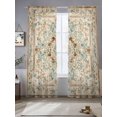 thumbnail image 2 of Sage Green Orange Floral Sheer Curtains 84 Inch Length 2 Panels Set, Boho Vintage Botanical Ethnic Voile Window Treatment Rod Pocket Curtains Sheers Drapes for Bedroom/Living Room/Kitchen 52"x84"x2, 2 of 7