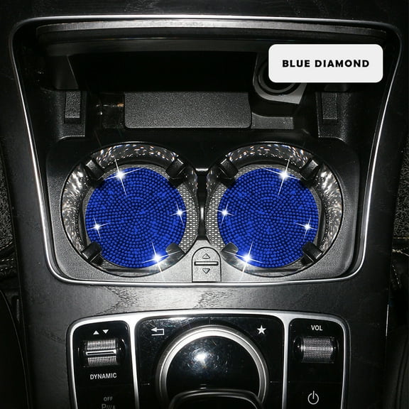 Kchsji 2PCS Non-Slip Car Cup Mat Crystal Glitter Silicone Bottom Pads Universal Interior Accessories Drink Holder Anti-Skid Durable Car Dashboard Table Protection for Cars Trucks SUV