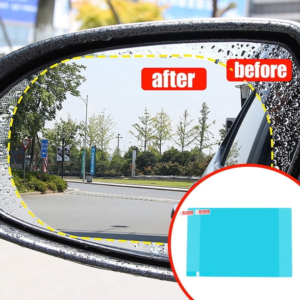 2 películas protectoras antilluvia para espejo retrovisor de coche, nanoadhesivas, impermeables, para vehículos, camiones y coches.