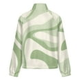 thumbnail image 6 of Jackets for Women Winter Coat Jackets Flannel Stand Collar Jacket(Abstract Green Wavy Pattern Design,Size:S-4XL), 6 of 7