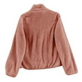 thumbnail image 4 of Sherpa Fleece Jacket Women Zip Up High Neck without Hood Warm Jackets Long Sleeve Cozy Fluffy Fuzzy Sweater Coats Orange 2XL, 4 of 4