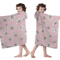 thumbnail image 4 of Pink Daisy Flower Yellow Centers Pattern Hooded Bath Towel，50"x30" for Ages 3 To 12 Kids, Quick Dry Lightweight Soft Microfiber Hood Beach Towel Cover Up for Kids, 4 of 7