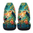 thumbnail image 5 of XYZCANDO Waterproof Front Car Seat Covers Truck Vehicle SUV, Breathable Comfy Car Front Seat Cover Set 2 Pack Breathable Cloth Tropical Toucan & Floral Sunset Print, 5 of 10