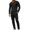 Black, variant on Mens 2 Piece Outfits Textured Contrast Collared Button Long Sleeve Top & Straight Trousers Set Elastic Drawstring Waist Slim Fit Daily Smart Loungewear Suit