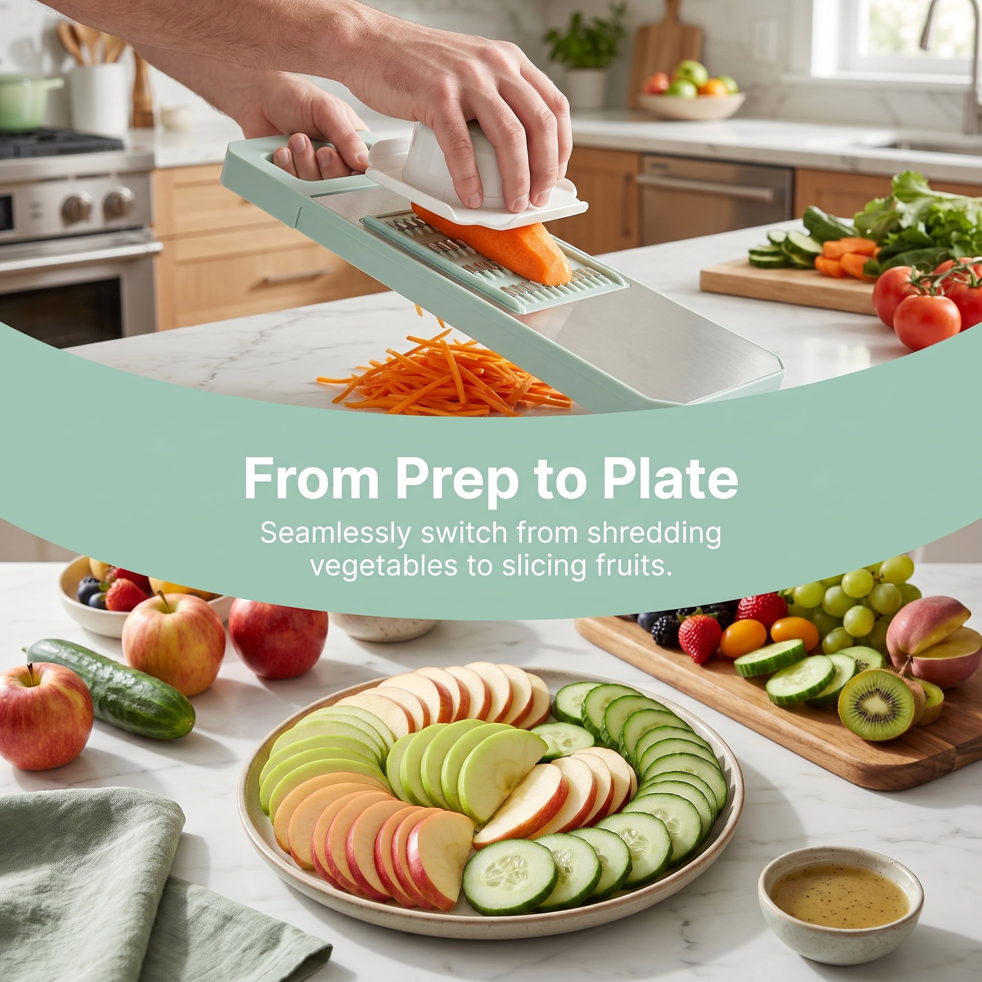 Unique Bargains Kitchen Slicer and Vegetable Chopper for Cooking 6 in 1(A) 11"x3.9"