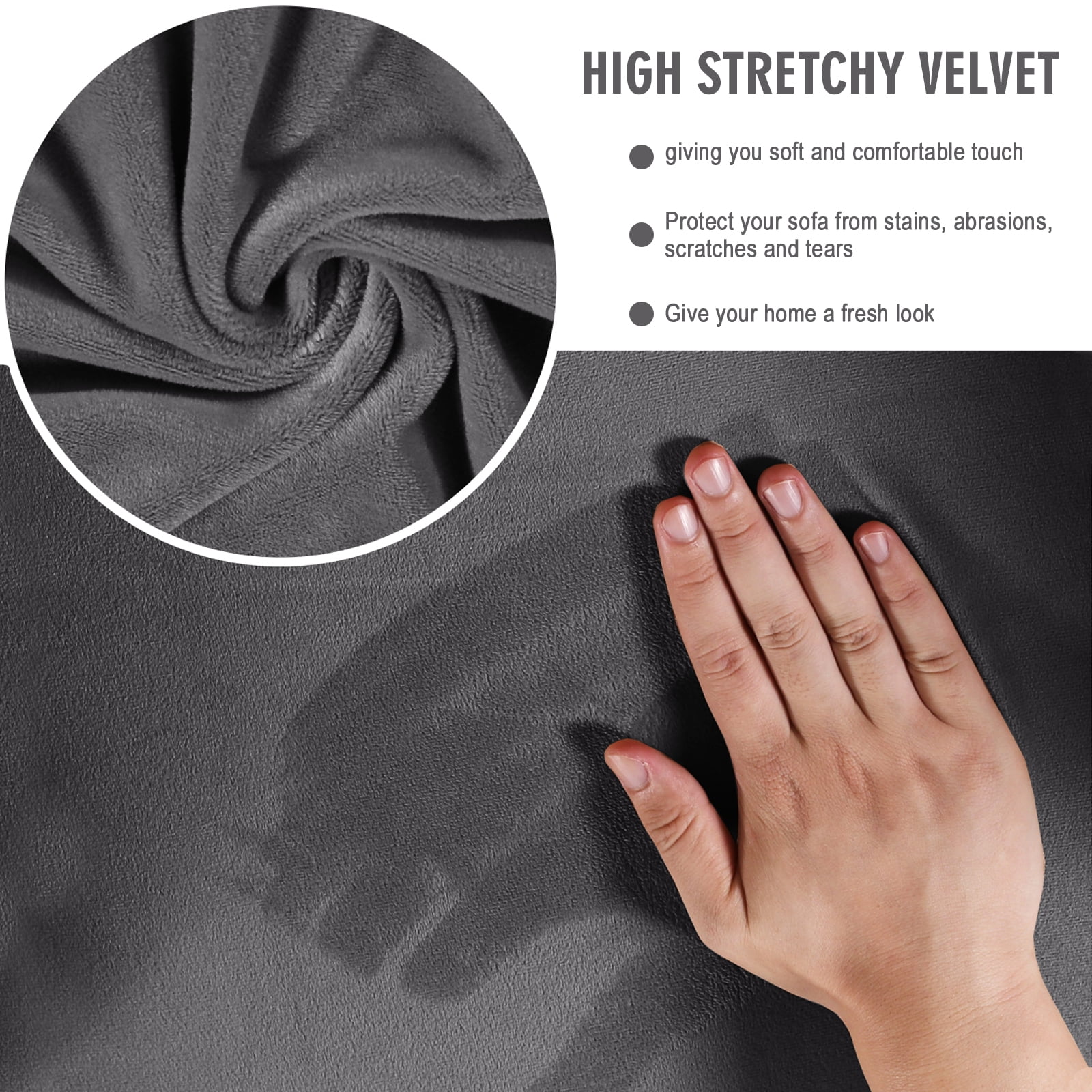 Topchances Velvet Plush 4 Piece Stretch Sofa Covers Couch Covers for 3 Cushion Couch 3 Seater Covers (Base Cover Plus 3 Individual Cushion Covers) Feature Thick Soft Stay in Place