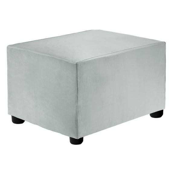 Stretch Ottoman Cover Rectangular Square Ottoman Slipcover with Elastic for Foot Stool Living Room Bedroom Fit Length 50-76cm / 19.69"-29.92", S-Large, Light Gray