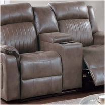 JERFIT Modern Power Reclining Loveseat with Center Console, USB Charger, Faux Leather Upholstery, Dark Brown Recliner Sofa for Living Room