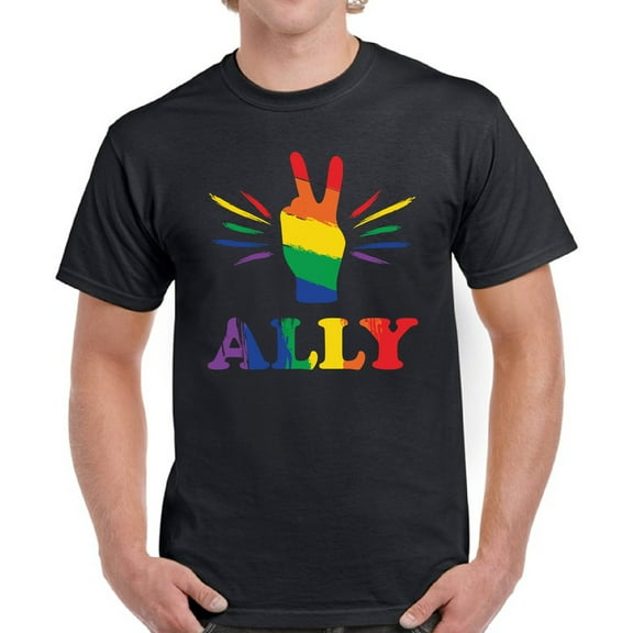 LGBT Ally Flag Shirt for Men - S M L XL 2XL 3XL 4XL 5XL Graphic Tees - Friends of Gays Pride T-Shirt Gifts