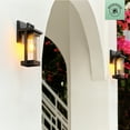 thumbnail image 2 of Globe Electric 1-Light Matte Black Outdoor Hardwired Wall Sconce with Brass Accent and Clear Seeded Glass Shade, 2 of 8