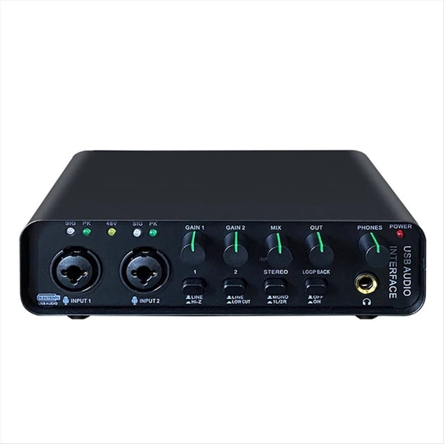 Audio Interface Professional Sound Card with Monitoring Electric Guitar Live Recording for Studio Singing Microphone