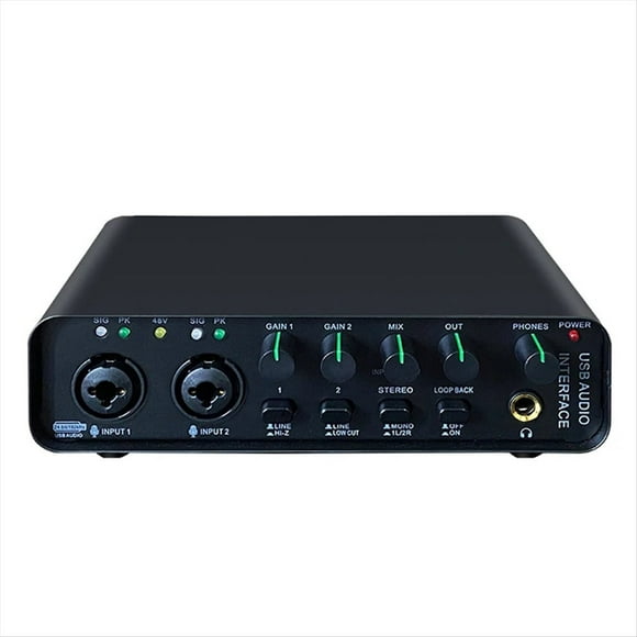 Interfaz de Audio Profesional con Tarjeta de Sonido y Monitorización para Guitarra Eléctrica, Grabación en , Canto en Estudio y Micrófono.