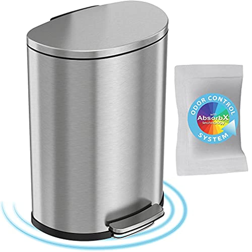 iTouchless SoftStep 13 2 Gallon Step Trash Can with Odor Control System Itouchless Softstep 13.2 Gallon Stainless Steel Step Trash Can