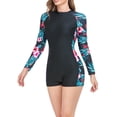 thumbnail image 2 of Maillot de Bain une Pièce à Manches Longues pour Femmes avec Fermeture Éclair Frontale, Combinaison de Surf pour Femmes, Maillot de Bain à Manches Longues avec Soutien-Gorge Intégré, 2 of 9