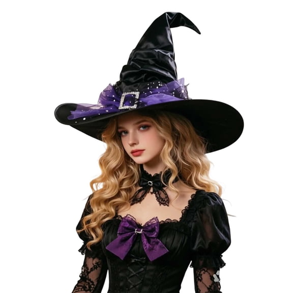 BRICH Witch Hat Novelty for Adult Women Decoration Accessory Witch Hat Purple One Size
