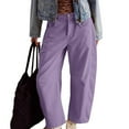 thumbnail image 3 of Trendy Women's Corduroy Jeans Cropped Wide Leg Mid-Rise Elastic Waist Fall Pants, 3 of 9