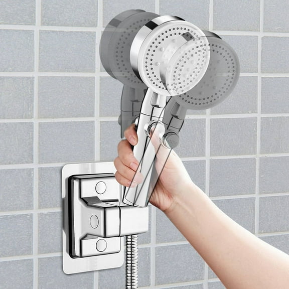 Clearance Fixing Clip under $5,2 Pack Adjustable Shower Head Holder No Drill Self Adhesive Wall Mounted Brackets For Shower 360Â°Rotatable Shower Spray Holder For Bathroom