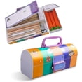 thumbnail image 1 of 26-27 Multifunction Pencil Box With Double Password Lock, Large Capacity Plastic Stationery Case Combination Lock Pencil Box Organizer For Kids, Girls, 1 of 5