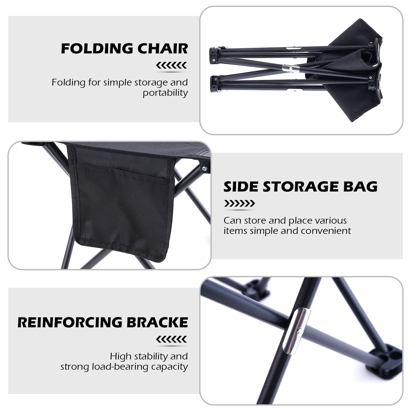 Buquapse 2Pcs Portable Folding Camping Stool, Mini Lightweight Backpacking Slacker Chair with Side Pocket, Collapsible Stool for Outdoor Footrest Fishing Hiking Gardening and Beach