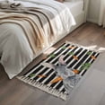 thumbnail image 4 of Area Rug with Tassels 2' x 3', Easter Bunny Carrot Cute Rabbit Kitchen Runner Rug for Hallway Bedroom Throw Rugs, Black and White Stripes Soft Door Mat for Bathroom Entrance Living Room, 4 of 9