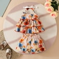 thumbnail image 4 of YuYuBao Toddler Girls Outfits Sets Summer Sleeveless Floral Print Vests Tops With Ruffles Shorts Headbands Outfits 3 Piece Little Girls Casual Sets, 9-12 Months, 4 of 6