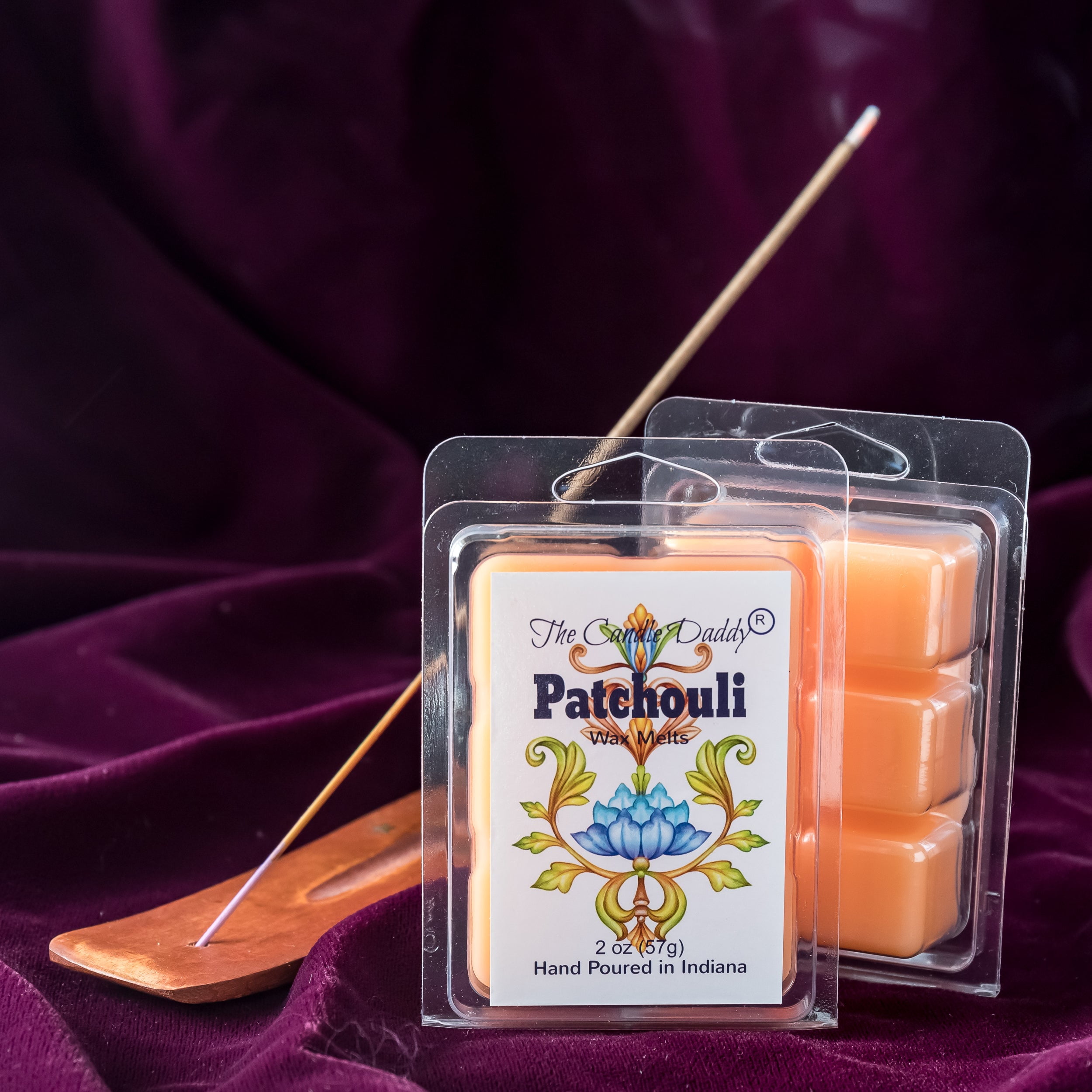 Patchouli Wax Melts Heart Shaped - 16 Highly Scented Wax Melts, Presentation Gift Box 3.2 oz Pack, Natural Candle, Soy Wax Melt Cubes Shaped As