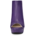 thumbnail image 3 of BLISSFUL STEP Women's Ankle Boots Faux Leather Peep Toe Platform Chunky Heel Back Zip Boots Purple 10, 3 of 5