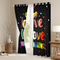 thumbnail image 3 of Manfei Ink Rainbow Blackout Curtains, Watercolor Love is Love Window Curtains Pack of 2 (38x45 Each), Black Pink, 3 of 6