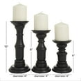 thumbnail image 3 of DecMode 3 Candle Black Mango Wood Turned Style Pillar Candle Holder, Set of 3, 3 of 8