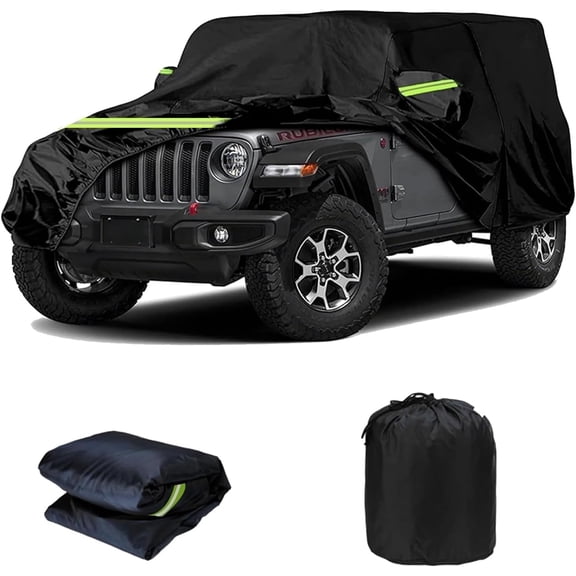 Outdoor Waterproof Car Cover for Jeep Wrangler 2 Door, All Weather for Jeep Rain Cover for Automobiles, Full Exterior for Jeep Covers Fits JK JL YJ TJ
