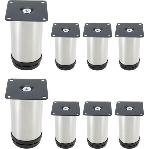 EcoNesxp 8 Pieces Adjustable Metal Furniture Legs Furniture Black Inch Stainless Steel Furniture Legs Round Band Pieces Adjustable Metal Furniture Legs