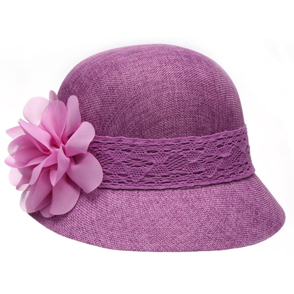 Sombrero Cloche Gatsby de Lino para Mujer EPOCH con Flor de Encaje
