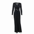 thumbnail image 5 of Sexy deep V-neck long-sleeved slit dress ins temperament fashion long skirt feminine sexy party dress club clothing Vestidos, 5 of 6