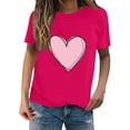 thumbnail image 2 of Pink Tshirts Shirts For Women Graphic, Spandex Summer Blouses For Women 2024, Womens Tee Shirts, Women's New Summer Valentine's Day Simple Love Printed Round Neck Short Sleeved T Shirt Casual Top, 2 of 4