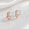 thumbnail image 3 of 2CT Boucles d'Oreilles Solitaire Rondes en Zircon Cubique CZ à Clip pour Femmes en Laiton Plaqué Or Rose, 3 of 8