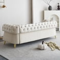 thumbnail image 3 of EVERGRATE FURNITURE Modern Velvet Tufted Sofa with Metal Legs, Beige, 3 of 10