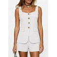thumbnail image 3 of PRETTYGARDEN Womens 2 Piece Matching Sets Fashion Button Down Suit Vest Tops Shorts Set Spring Business Casual Outfits, 3 of 10