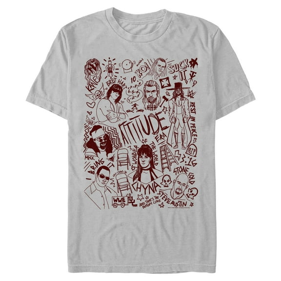Men's Gray WWE Attitude Era Doodles T-Shirt