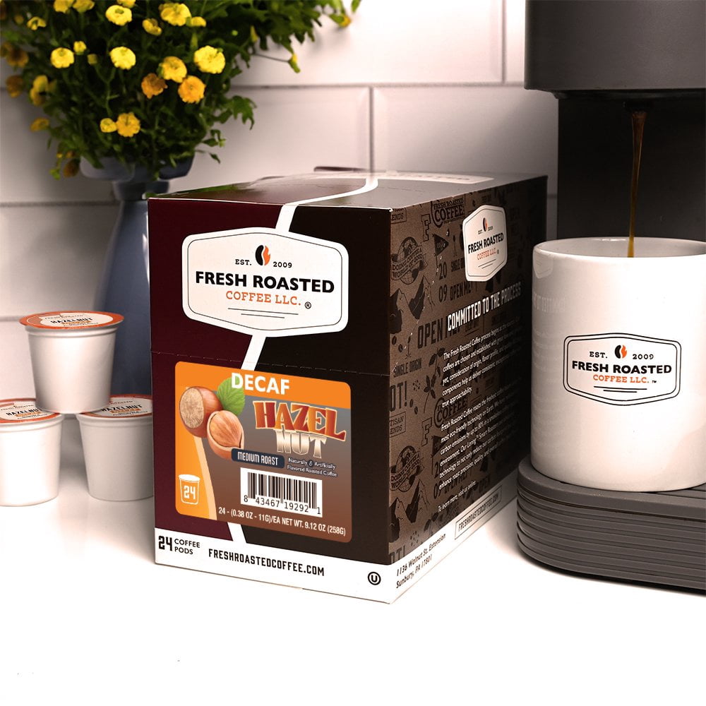 Fresh Roasted Coffee's Flavored Coffee Collection, Decaf Hazelnut, 72 K-compatible Pods
