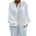 thumbnail image 5 of Fortune 2Pcs Femmes Automne Tenues Solide Revers Côtelé Manches Longues Top Pantalon, 5 of 5