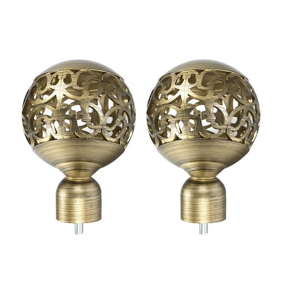 Uxcell 94x61mm Curtain Rod Finials Plastic Golden 2Pack