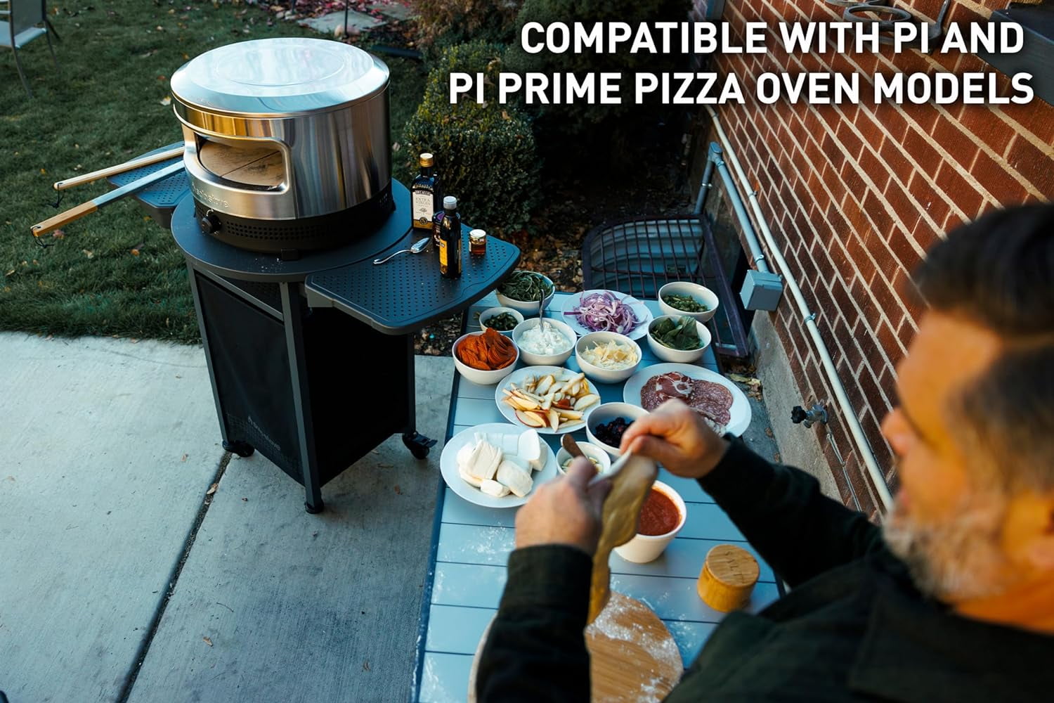 Solo Stove Pizza Oven Cart for Outdoor Pi Pizza Ovens | Portable Pizza Oven Table, Compatible with the entire Pi family, Locking Wheels, Foldable Shelves, Steel, Height: 35.75 in, Weight: 43 lbs