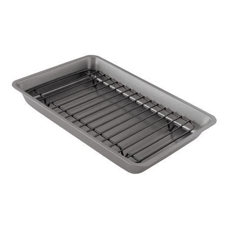 

Chef Pomodoro Nonstick Carbon Steel Small Roasting Pan Roaster with Flat Rack 11 x 7.7