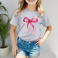 thumbnail image 2 of Gerichy Girls Short Sleeve T Shirts Girls Graphic Print Summer Short T-Shirts for Girls Cute Bow Print Round Neck Short Sleeve T-Shirt Top, 2 of 5
